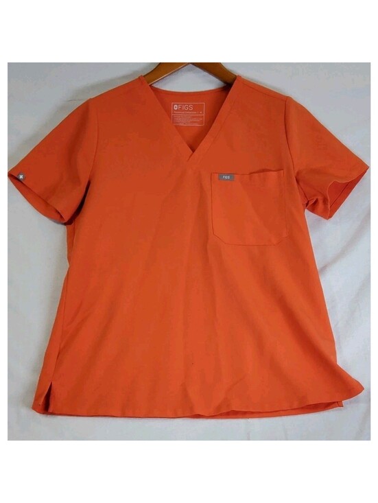 FIGS Other - FIGS Shirt Technical Collection V Neck Scrub Top Women's Medium Orange